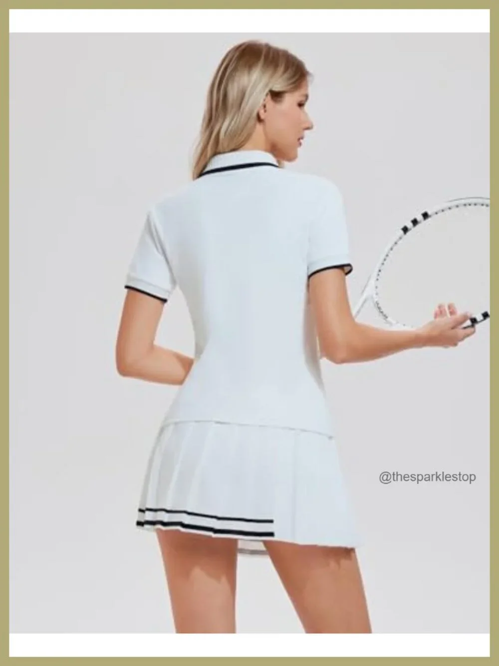 Women's Golf Tennis Skirt Set with Polo Top, Pleated Skort, Built-in Shorts,